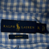 Slim Fit Ralph Lauren Checked Shirt - XL Blue Cotton