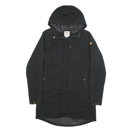 FJALLRAVEN Womens Black Hooded Jacket S Woven Zip Outdoor Casual