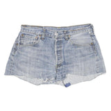 LEVI'S Womens Denim Blue Cotton Casual Shorts L W33 Frayed Hem 501 Vintage Fit
