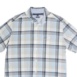 TOMMY HILFIGER Mens Blue & Grey Check Shirt M Classic Fit Casual Button-Down