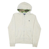 POLO RALPH LAUREN Womens Cream Hoodie M Cotton Blend Zip Hooded Sweatshirt