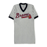 1980s Braves Majestic Pinstripe Jersey - Small White Cotton