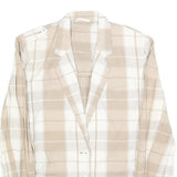 QUEISSER Womens Beige & White Checked Linen Blend Button Jacket S Classic Fit
