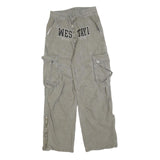Womens Relaxed Cargo Cotton Blend Grey Trousers W26 L28 Casual Utility Zip