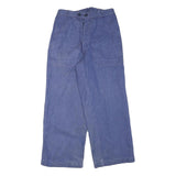 Mens Cotton Blend Relaxed Blue Casual Trousers W27 L26 Button Closure Wide Leg