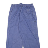Mens Cotton Blend Relaxed Blue Casual Trousers W27 L26 Button Closure Wide Leg