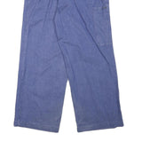 Mens Cotton Blend Relaxed Blue Casual Trousers W27 L26 Button Closure Wide Leg