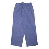 Mens Cotton Blend Relaxed Blue Casual Trousers W27 L26 Button Closure Wide Leg