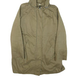 PINKO Womens Beige Cotton Blend Hooded Jacket M Zip Casual Outerwear