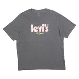 LEVI'S Womens Grey Cotton Blend T-Shirt M Short Sleeve Crew Neck Logo Print
