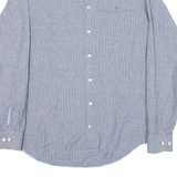 TOMMY HILFIGER Mens Blue & White Check Shirt L Classic Cotton Blend Button Down