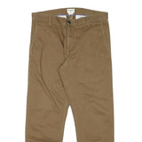 DOCKERS Mens Cotton Blend Slim Straight Beige Trousers W30 L26 Casual Smart