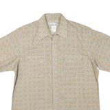WRANGLER Mens Beige Pattern Shirt L Cotton Blend Short Sleeve Casual Button
