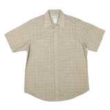 WRANGLER Mens Beige Pattern Shirt L Cotton Blend Short Sleeve Casual Button