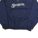 NIKE Mens Blue Brewers V-Neck Sweatshirt 2XL Polyester Pullover Sportswear