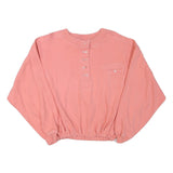 TOGETHER Womens Pink Pullover Sweatshirt M Button Neck Relaxed Fit Casual Style