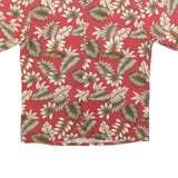 CAMPIA Mens Red & Beige Floral Hawaiian Shirt M Lightweight Cotton Short Sleeve
