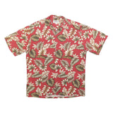 CAMPIA Mens Red & Beige Floral Hawaiian Shirt M Lightweight Cotton Short Sleeve