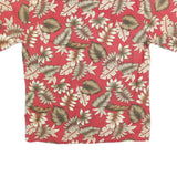 CAMPIA Mens Red & Beige Floral Hawaiian Shirt M Lightweight Cotton Short Sleeve