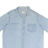 LEVI'S Mens Blue Light Wash Denim Short Sleeve Shirt XL Casual Cotton Blend