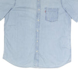 LEVI'S Mens Blue Light Wash Denim Short Sleeve Shirt XL Casual Cotton Blend