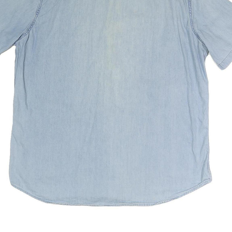 LEVI'S Mens Blue Light Wash Denim Short Sleeve Shirt XL Casual Cotton Blend