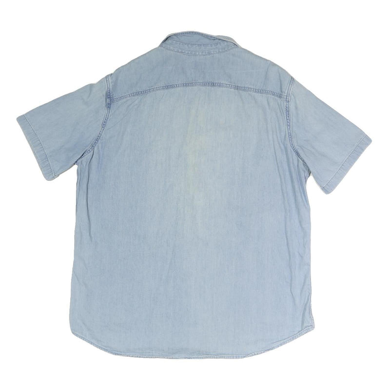 LEVI'S Mens Blue Light Wash Denim Short Sleeve Shirt XL Casual Cotton Blend