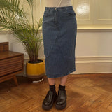 Re&X Midi Denim Skirt - 29W UK 10 Blue Cotton