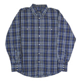 WRANGLER Mens Blue & Black Check Shirt L Western Cotton Blend Casual Button