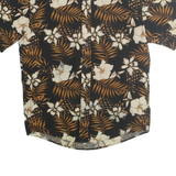 NATURAL ISSUE Mens Black & Brown Floral Cotton Shirt S Casual Hawaiian Style