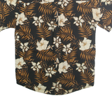 NATURAL ISSUE Mens Black & Brown Floral Cotton Shirt S Casual Hawaiian Style