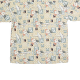 OP SPORT Mens Beige Pattern Cotton Shirt L Vintage Tropical Floral Print Casual