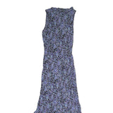 ROUGE Womens Black & Purple Floral Maxi Dress Polyester Sleeveless M Elegant