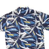 BYGEN Mens Blue & White Floral Cotton Blend Shirt 3XL Casual Summer Beachwear