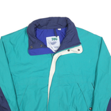 LONDON FOG Mens Teal & Navy Colourblock Jacket XL Polyester Blend Zip Casual