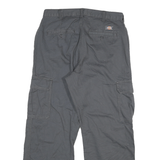 DICKIES Mens Relaxed Black Cargo Trousers W32 L30 Workwear Durable Zip Closure