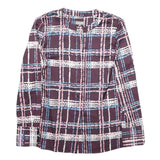 JAEGER Womens Plum Blue Pink Checked Long Sleeve Round Neck Shirt M Elegant