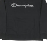 CHAMPION Mens Black Cotton Blend Crew Neck Sweatshirt L Classic Logo Pullover