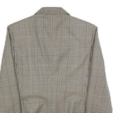 Womens Brown Grey Wool Blend Checked Button Jacket L Woven Classic Tailored