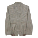 Womens Brown Grey Wool Blend Checked Button Jacket L Woven Classic Tailored