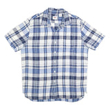 LEVI'S Mens Blue & White Check Short Sleeve Shirt M Casual Summer Linen Blend
