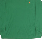 POLO RALPH LAUREN Mens Green Long Sleeve T-Shirt Crew Neck Pocket L Cotton