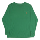 POLO RALPH LAUREN Mens Green Long Sleeve T-Shirt Crew Neck Pocket L Cotton