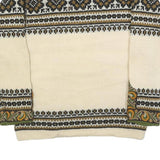 NORDSTRIKE Womens Cream Patterned Wool Jumper Round Neck Chunky Knit M Designer