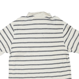 CHAPS Mens Cream & Grey Striped Short Sleeve Polo Shirt L Cotton Blend Casual