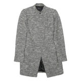ZARA BASIC Womens Grey Button Jacket S Polyester Blend Plain Stylish Long Sleeve