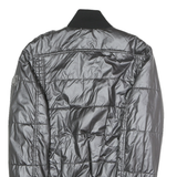 GUESS Mens Black Polyester Blend Zip Bomber Jacket M Shiny Padded Quilted