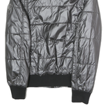 GUESS Mens Black Polyester Blend Zip Bomber Jacket M Shiny Padded Quilted