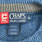 Chaps Ralph Lauren Herringbone Sweater - Medium Blue Cotton