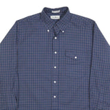 LL BEAN Mens Blue Check Shirt L Button-Down Collar Long Sleeve Casual Cotton